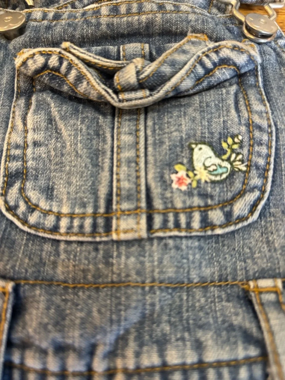 Vintage Carters Denim Embroidered 18 mo short overalls